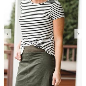 Inherit Company Olive Stretch Waist Midi Skirt